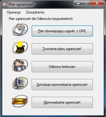 Główne okno systemu TelGAZ OSD - moduł Ograniczenia firmy
